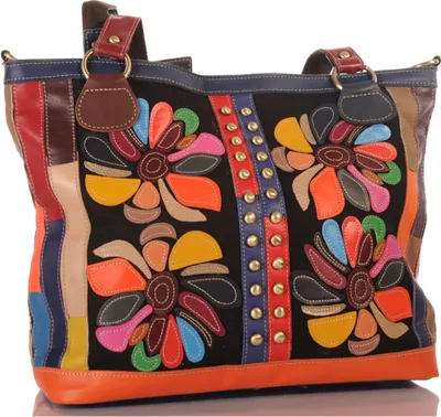 Produktbild von Damen Leder Patchwork Umhänge Henkel Schulter Tasche 30684