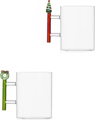 Produktbild von Becher mit Weihnachtsmotiven, 2er-Set aus Glas