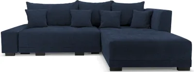 Produktbild von LaMasia Universal-Ecksofa Links und Rechts 3-Sitzer L-Ecksofa mit Schlaffunktion, Bettzeugablage, Marineblau