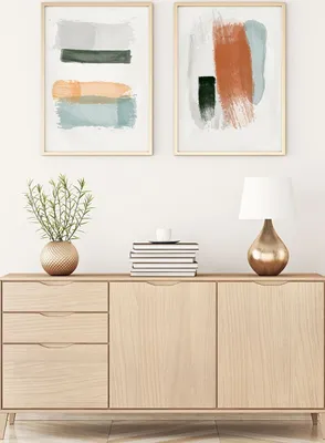 Produktbild von Wallity, Dekoratives Gerahmtes MDF Gemälde (2 Stück), 50 x 70 cm | 100% MDF (3 mm), Rahmen: 100% MASSIVHOLZ (2,5 cm) | Stilvolle Wanddekoration für jedes Zuhause.