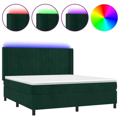Produktbild von vidaXL Boxspringbett mit Matratze & LED Dunkelgrün 160x200 cm Samt