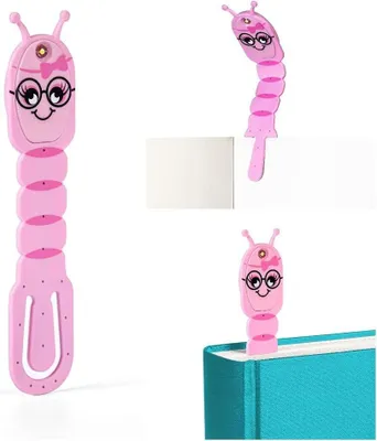 Produktbild von Flexilight Pals Leselicht (Bookworm) | pink | 2 in 1 Leselampe & Lesezeichen | LED Leselicht | Geschenk für Leser, Buchliebhaber | Deutsche Ausgabe