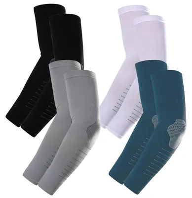 Immagine prodotto di 4 paia di maniche protettive UV per il sole, da uomo, con protezione UPF 50+, effetto rinfrescante e compressione, ideali per coprire tatuaggi