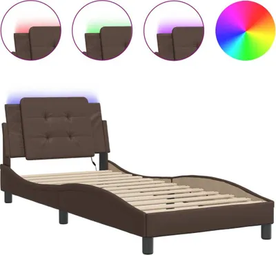 Produktbild von vidaXL Bettgestell mit LED ohne Matratze "Zadar" Braun 80x200 cm