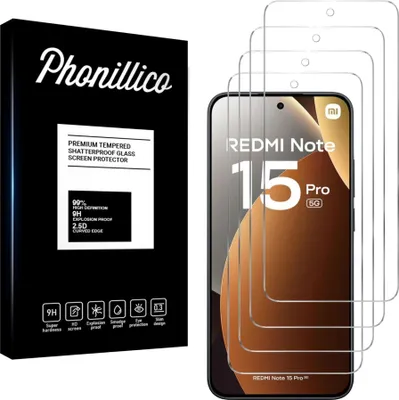 Produktbild von Hartglas für Xiaomi Redmi Note 15 PRO 5G [4 Stück] Displayschutzfolie Screen Protector Film Anti-Kratzer Glas Resistant Phonillico®