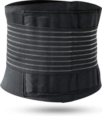 Produktbild von Famanu Hüftstützgurt - Atmungsaktiver Rückenstützgurt für Yoga und Krafttraining - Schwarz/M