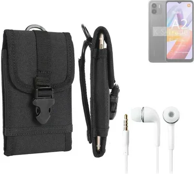 Produktbild von K-S-Trade Holster Schutz Hülle kompatibel mit Xiaomi Redmi A2 Gürteltasche Handy Hülle Tasche outdoor Seitentasche schwarz 1x + Kopfhörer
