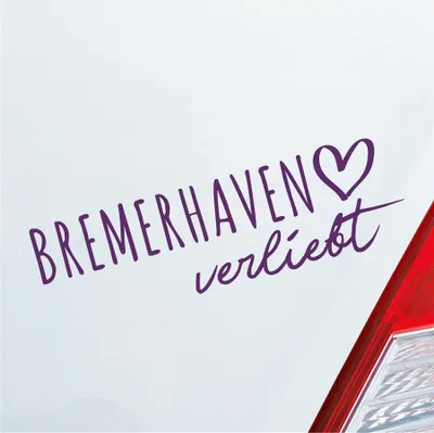 Produktbild von Auto Aufkleber Bremerhaven verliebt Herz Stadt Heimat Liebe Car 19x6 cm Lila Sticker Heckscheibenaufkleber