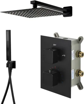 Produktbild von BADLAND Unterputz Brausegarnitur Duschset Armatur Schwarz Matt THERMOSTAT UP BOX