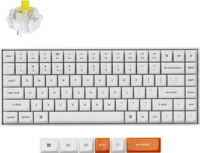 Produktbild von Keychron K2 Max Kabellose Mechanische Tastatur Weiß, Bluetooth, 2.4GHz, Weiß LED, Hot-swap, QWERTY US Layout, Super Switch Banana - K2M-O4