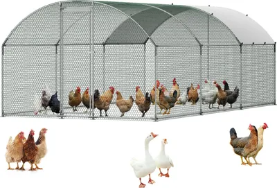 Produktbild von Hühnerstall & Hühnerauslauf - Begehbares Geflügel-Außengehege 3 x 6 x 2 m - Mit Abdeckung - Doppeldach - Sicherheitsschloss - Für Hühner, Enten & Kaninchen - Für Garten & Hof