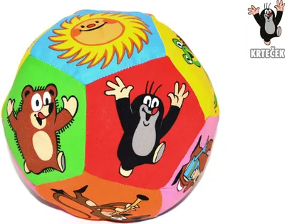 Produktbild von Krtek Textil Ball für Babys und Kleinkinder 15 cm mit Rassel Maulwurf-Motiv