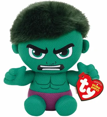 Zdjęcie produktu dla Urocza Maskotka Ty Beanie Babies Marvel Hulk 15cm - Idealny przyjaciel dla fanów superbohaterów! Potrafi wywołać uśmiech na każdej twarzy!
