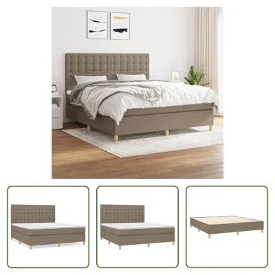 Produktbild von The Living Store Boxspringbett mit Matratze Taupe 160x200 cm Stoff