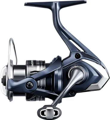 A studio shot of a fishing reel on a white background.
