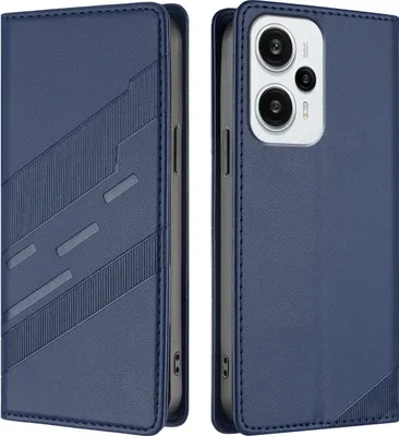 Produktbild von Hülle für Xiaomi Poco F5, Kunstleder Brieftaschen Handyhülle mit Kartenfach und Standfunktion Blau