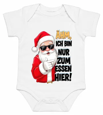 Image de Euh... Je suis ici juste pour manger. Père Noël, c'est drôle. Body pour bébé, blanc, taille 12/18