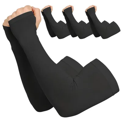 Produktbild von 4 Paar Armstulpen Damen Herren UV Schutz Arm Sleeves Schwarz UPF 50+
