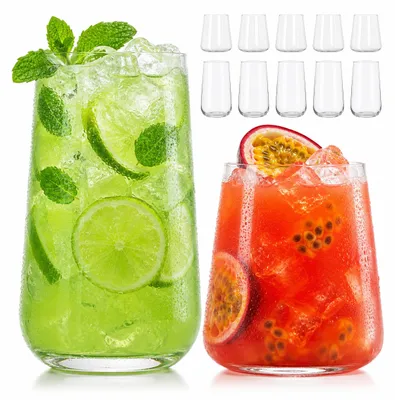 Obrázok produktu pre Sada 12 pohárov Relaxdays, 450 ml a 550 ml, na vodu, džús, limonádu, poháre vhodné do umývačky riadu, priehľadné