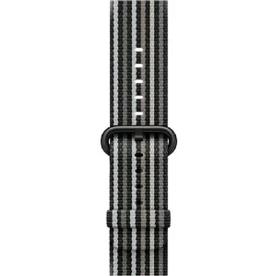 Produktbild von Apple 38 mm Armband aus gewebtem Nylon, Schwarz (gestreift), Band, Smartwatch, Schwarz, Grau, Apple, Apple Watch 38 mm, Nylon