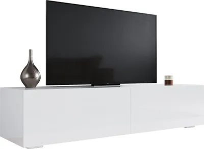 Produktbild von SONNI 140x40x30cm weiß Hochglanz holz hängend TV-Schränke, Wandhängend, bodenstehend Niedriger Schrank