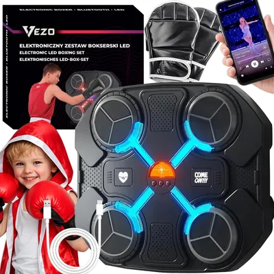 Produktbild von Boxmaschine Musikbox Wand Bluetooth LED Boxtrainer Reaktionswand Boxset mit Handschuhen