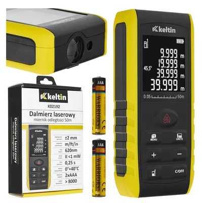 Obrázok produktu pre Laserový diaľkomer - merač vzdialenosti 2v1, 50m, s funkciou merania uhlov Ketlin