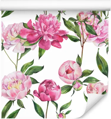 Produktbild von 10m VLIES TAPETE Rolle Blumen Pfingstrosen Blätter Natur Pflanzen XXL