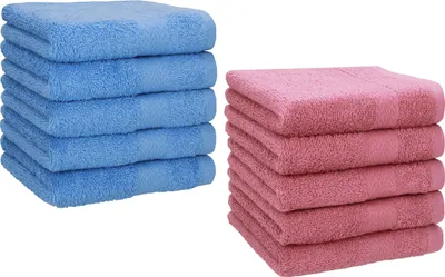 Produktbild von Betz 10 Stück Seiftücher 30x30 cm PREMIUM 100% Baumwolle  Farbe: hellblau und altrosa