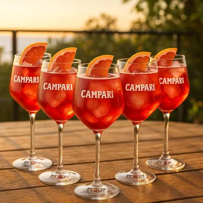 Produktbild von Campari Weingläser – 6er Set | Original Campari Aperitivo Gläser | Premium Cocktail- & Spritzgläser für Sommerdrinks
