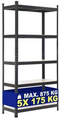 Obrázek produktu pro CLP Úložný regál 90x40x180 cm, černý 90x40x180 cm