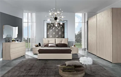 Produktbild von Luxus Set 6tlg. Schlafzimmer Bett Nachttisch Kommode Spiegel Kleiderschrank