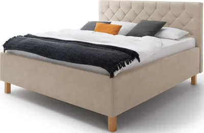 Produktbild von Bett San Marino 180x200cm mit Stauraum Kunstleder - beige/eiche