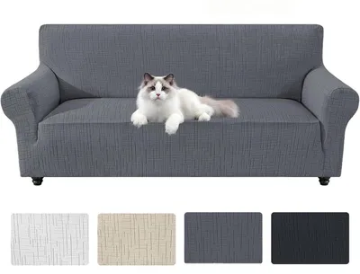 Obrázek produktu pro Potah na pohovku se područkami, světle šedý, pro třísedací pohovku (180 cm - 231 cm)