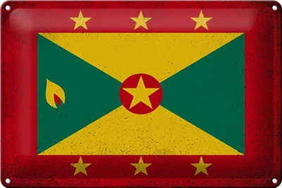 Produktbild von Blechschild Flagge Grenada 30x20cm Flag of Grenada Vintage