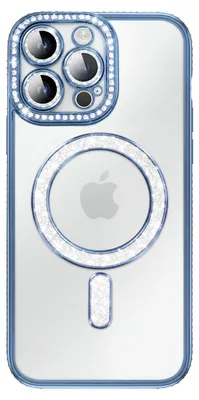 Obrázok produktu pre Avizar, puzdro pre iPhone 14 Pro Max, kompatibilné s technológiou MagSafe, s okrajom zdobeným trblietkami, modrej farby