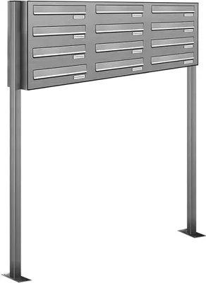 Produktbild von 12er V2A Edelstahl Standbriefkasten Freistehend Durchwurfanlage