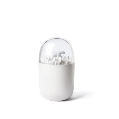 Produktbild von Wattestäbchenspender Eisbär Kunststoff Behälter weiß transparent ca. Ø 7 x 11 cm