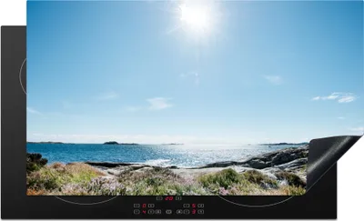 Produktbild von KitchenYeah© Herdabdeckplatte Strand - Natur - Sonne , 90x52cm, Küche Deko, Glaskeramikkochfeld Herdabdeckung, Abdeckplatte fùr Kochfeld