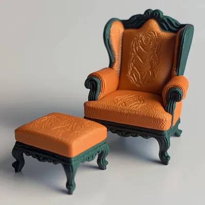Produktbild von Decords Barocker Puppenhaus-Sessel mit Ottomane – Farbe: Grün