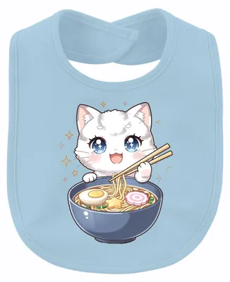 Produktbild von Kawaii Anime Katze Ramen Nudelsuppe Japanisch Neko Süß Geschenk Unisex Baby, Hellblau, Einheitsgröße