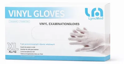 Zdjęcie produktu dla RĘKAWICZKI RĘKAWICE WINYLOWE TRANSPARENTNE LYNC MED 100 sztuk XL