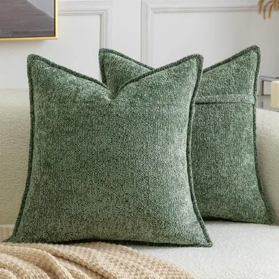 Zdjęcie produktu dla Poszewki na poduszki 45x45 cm, zestaw 2 szt., zielone, szenila, na sofę