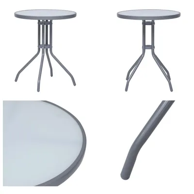 Produktbild von vidaXL Gartentisch Hellgrau 60 cm Stahl und Glas - Gartentisch - Gartentische - Beistelltisch - Beistelltische