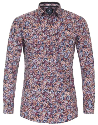 Produktbild von REDMOND Langarmhemd Blau/Rot Paisley L Modern Fit