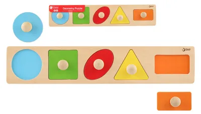 Obrázek produktu pro Vkládačka 5ks dřevo geometrické tvary pro nejmenší 45x9x2cm