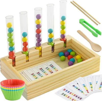 Zdjęcie produktu dla Drewniana zabawka edukacyjna Montessori, liczenie i kolory