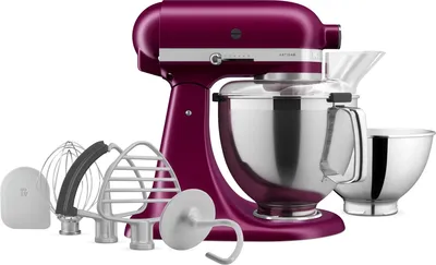 Imagen del producto de KitchenAid 5KSM195PSEBE, Batidora de pie, color burdeos, para amasar, batir y mezclar, cable de 1 metro, capacidad de 4,8 litros, con palanca