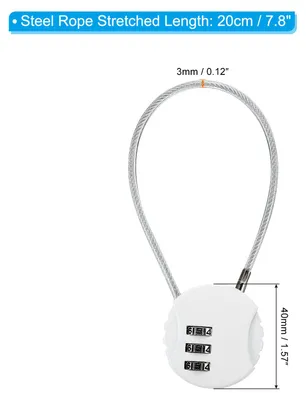 Produktbild von 7.8" 1Pack Klein Kombination Sperre 3 Ziffer Wasserdicht Reisegep?ck Vorhangschloss fš¹r Turnhalle Schlie?fach Sport Schrank Werkzeugbox Tor Etui Wei?
