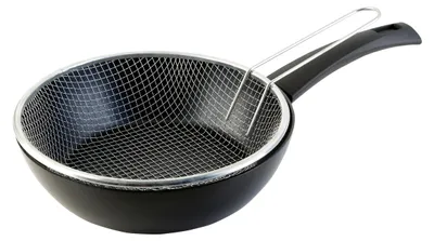 Imagen del producto de Sartén antiadherente con cesta, 24 cm, apta para inducción, de aluminio, con revestimiento antiadherente libre de